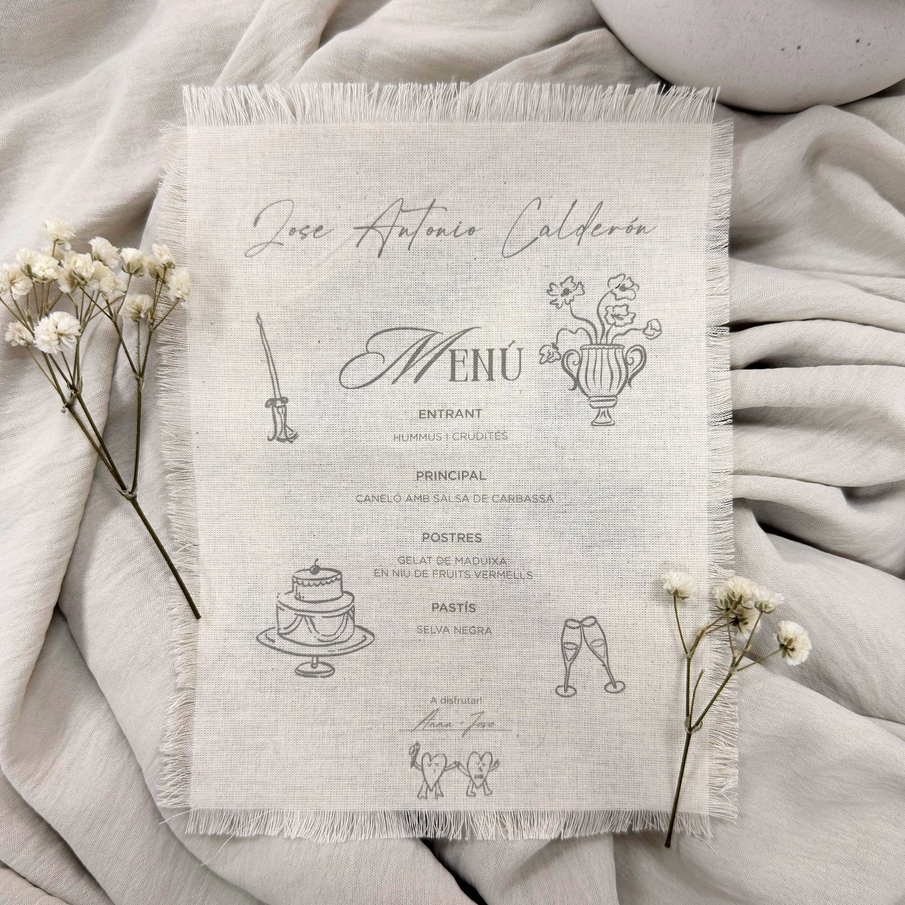 Menú de algodón de la marca Novellie, diseñado con detalles en color y textura suave en la imagen.