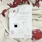 Tarjeta de invitación Polaroid Novellie con diseño colorido y estilo vintage, muestra una imagen de invitación en formato fotográfica.